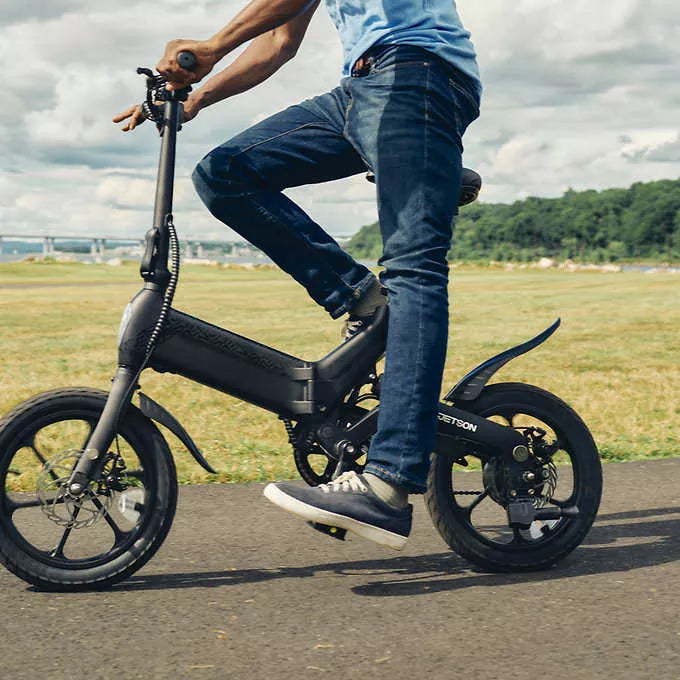 Person riding Jetson Haze E-Bike on a paved path