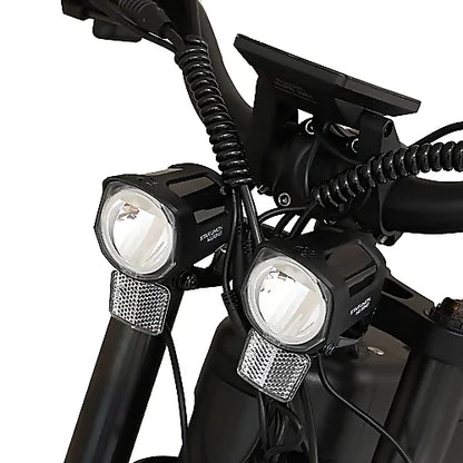 Dual LED headlights of KUGOO T01 Electric Bicycle for night riding