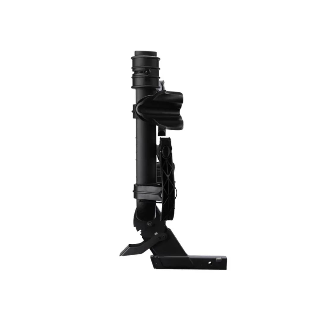 Side view showing hitch cam and base of the rack
