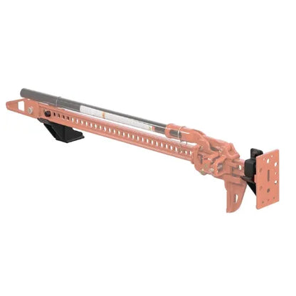 Long, narrow metal bracket on a white background
