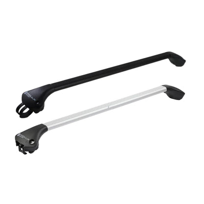 Set of black and silver Modula Racks Multi-Fit Crossbars with aerodynamic design.