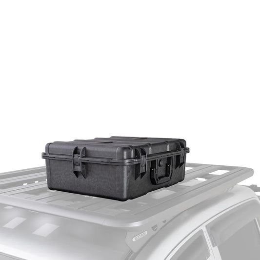 Rhino-Rack Cargo Case mounted securely on a roof platform.