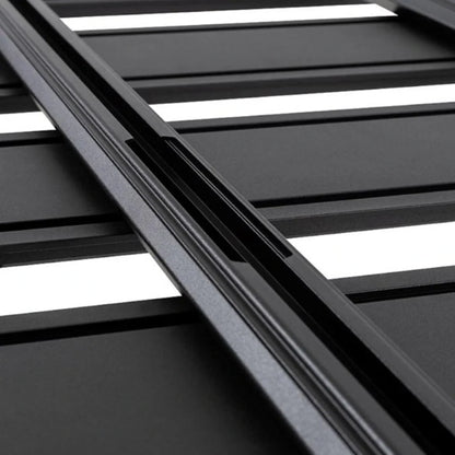 Close-up of slats intersecting with extrusion frame