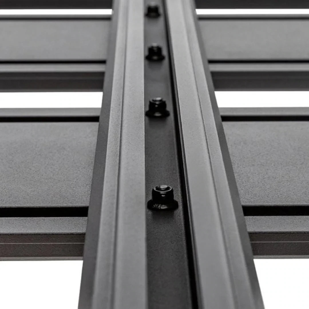 Top view of T-slot channel with hardware mounts
