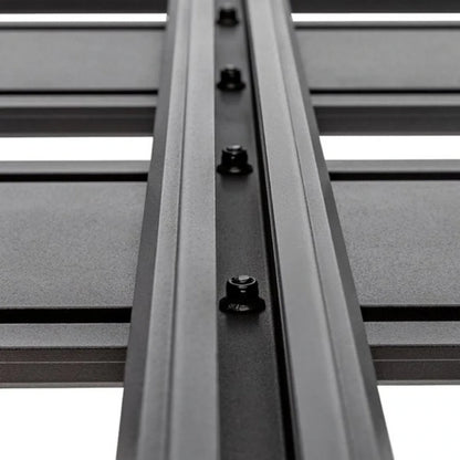 Top view of T-slot channel with hardware mounts