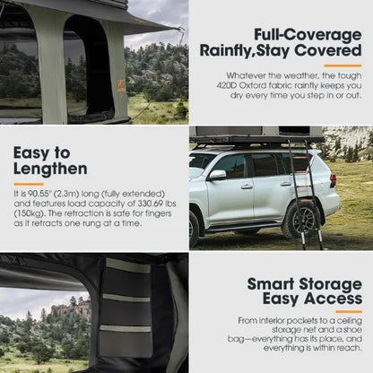 San Hima Gibb Pop Up Rooftop Tent - 360° View Straight Pop Up RTT