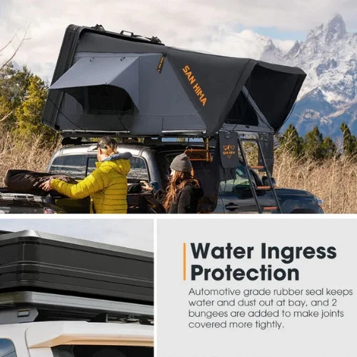 San Hima Stargazer Pro Rooftop Tent - Fully Loaded Shorter Mini Hard Shell RTT