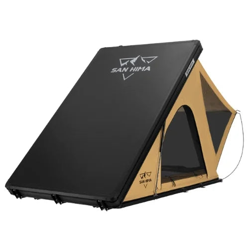 San Hima Hotham Lite Aluminum Rooftop Tent - Lightweight Slim Clamshell Tent beige colour on white background