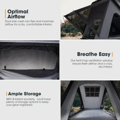 Advertisement for a san hima hotham lite rtt with features like optimal airflow, ventilation, and storage.