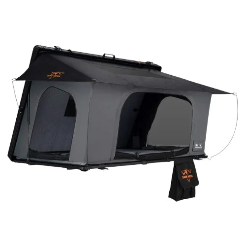unfolded san hima kalbarri side gen 2 rooftop tent on white background