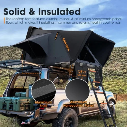 San Hima Stargazer Pro Rooftop Tent - Fully Loaded Shorter Mini Hard Shell RTT