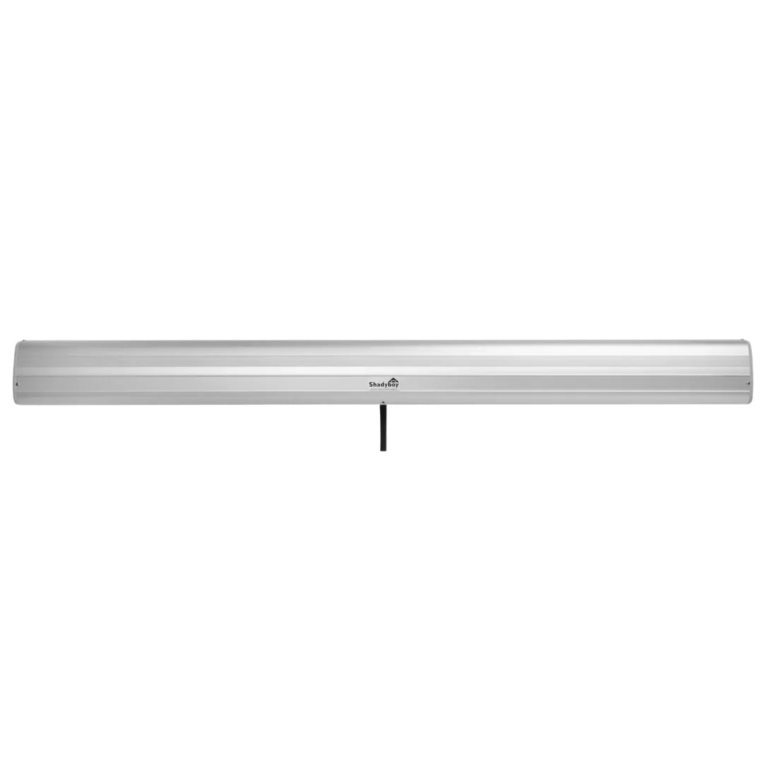 Long rectangular shady boy awning housing on a white background