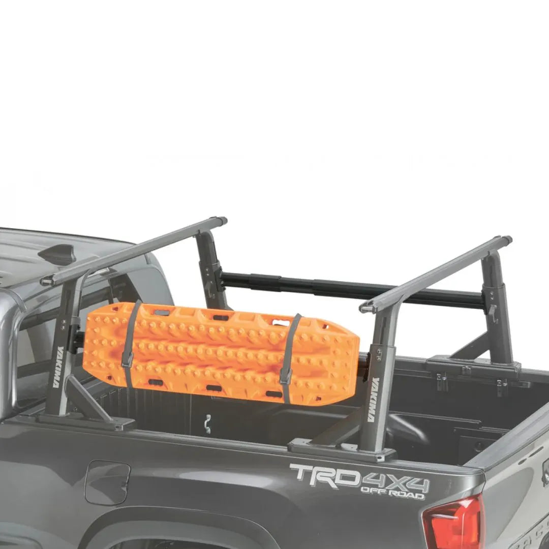 TRD Off Road truck bed rack with orange cargo on a white background