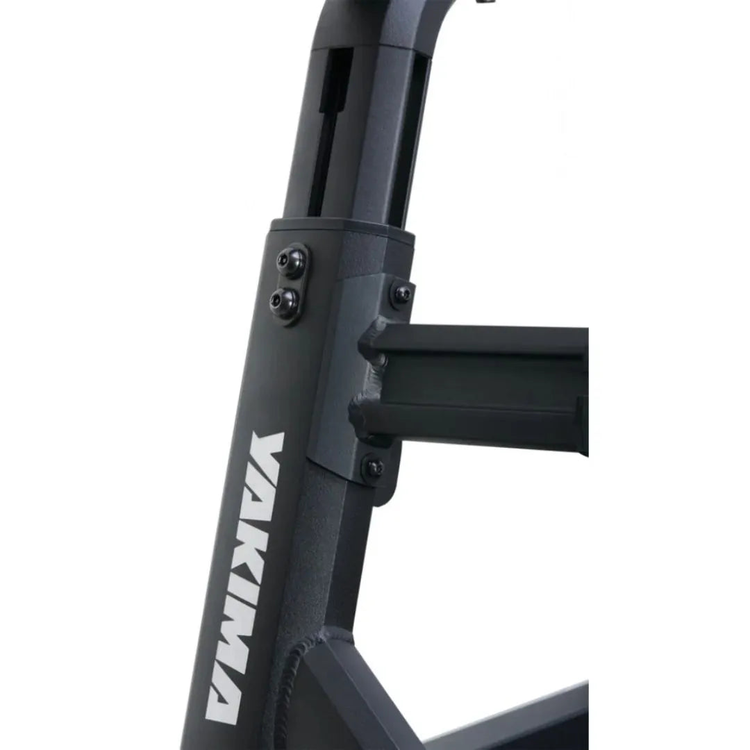 Close-up of a black bicycle frame with 'Vikina' branding on a white background