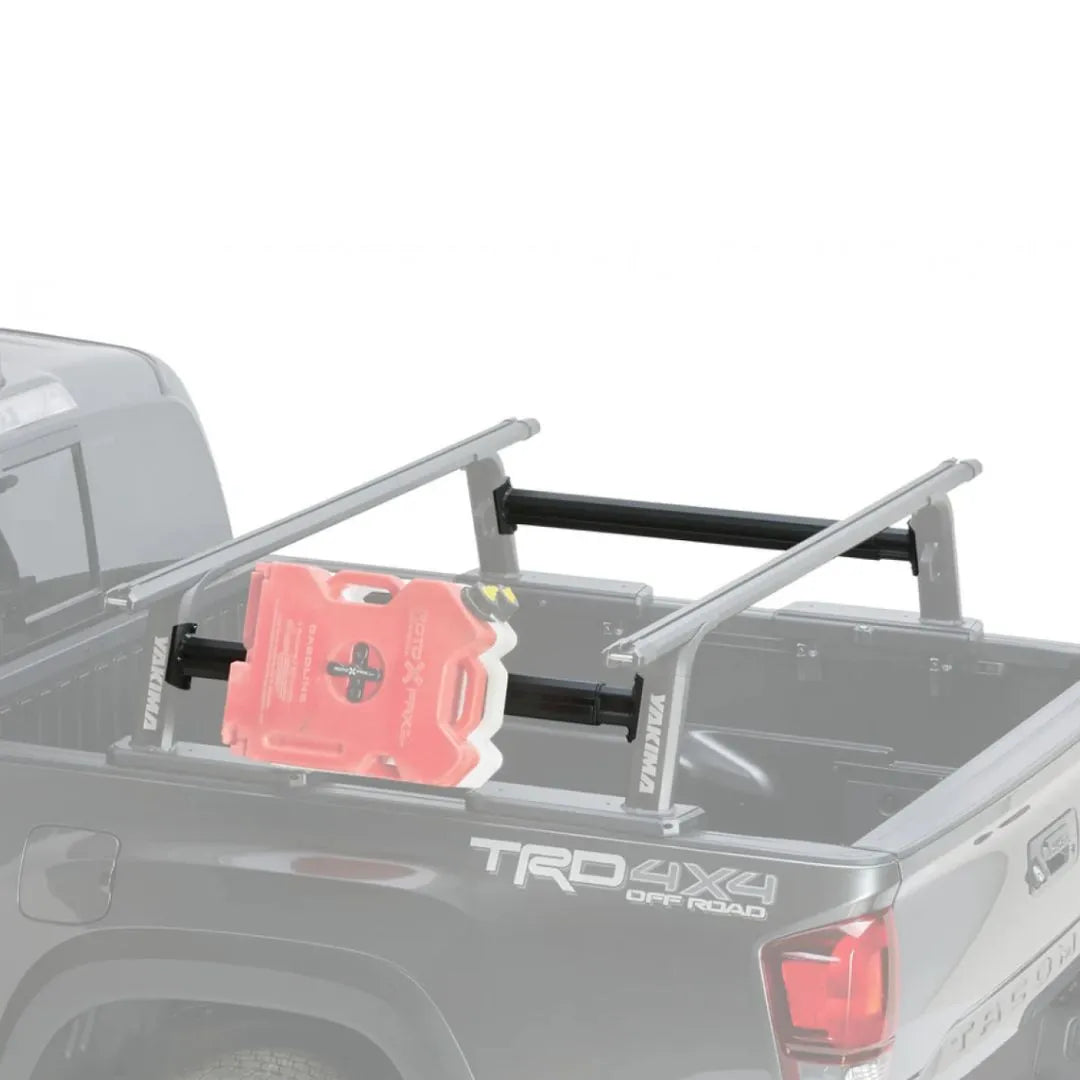 Truck bed rack with a toolbox on a white background