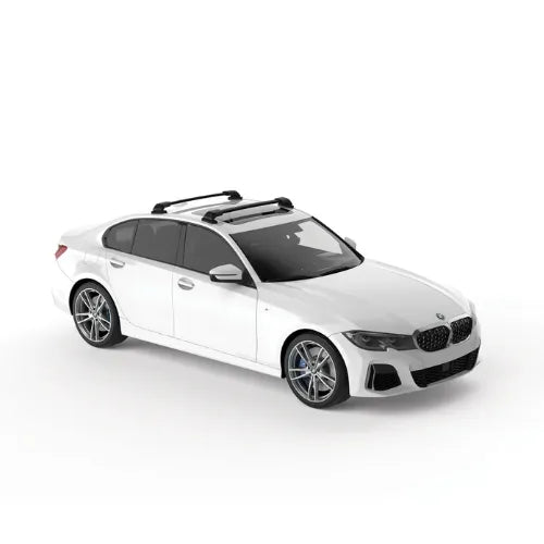 White car with a roof rack on a white background