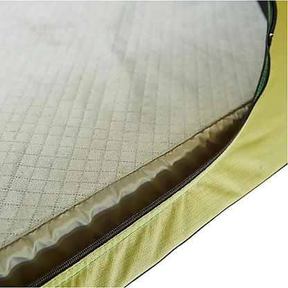 Close-up of Yakima SkyRise HD rooftop tent quilted mattress with zipper cover