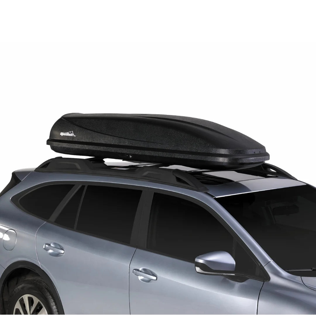 Side view of the closed Horizon Alpine box on a silver SUV.