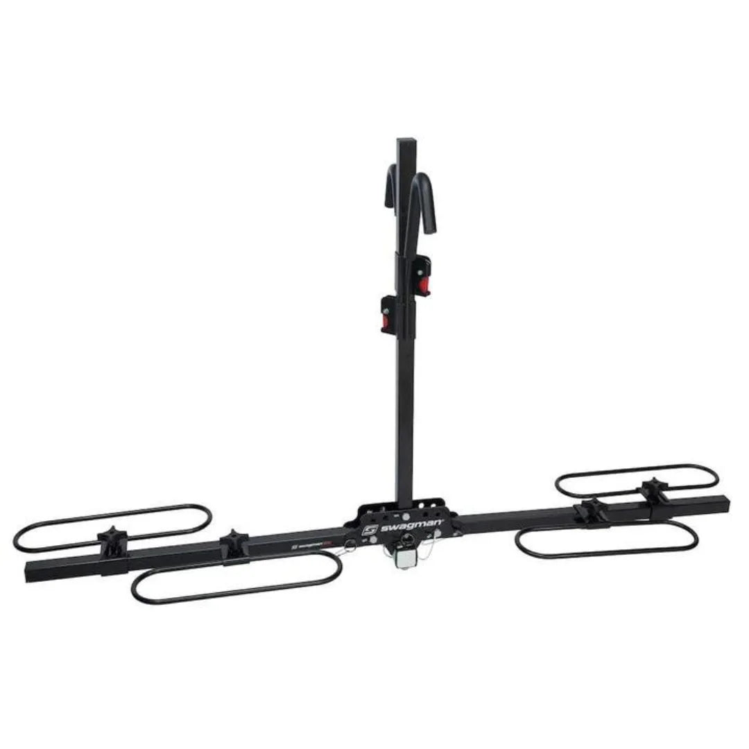Swagman XC2 hitch bike rack shown without bikes, displaying its compact and simple design.