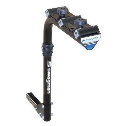Swagman Original 3 Bike Carrier upright view showing full steel hitch-mounted bike rack with rubber-padded cradles for three bikes
