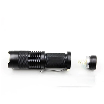 Disassembled AO flashlight showing battery compartment and internal parts