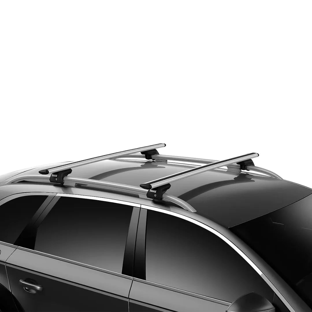 Top view of Thule WingBar Evo installed on a car