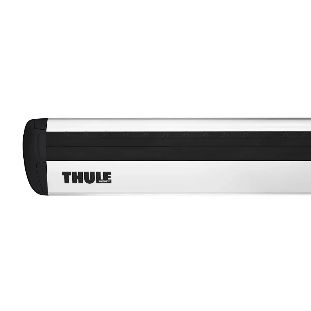 Close-up of Thule WingBar Evo bar end with logo