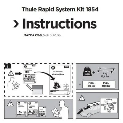 Thule Rapid System Kit 1854 instructions for Mazda CX-9 vehicle