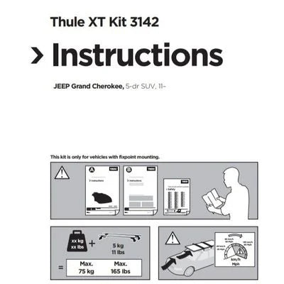 Thule XT Kit 3142 instructions for Jeep Grand Cherokee with illustrations and text.