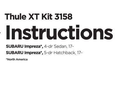 Instructions for Thule XT Kit 3158 with model compatibility details on a white background
