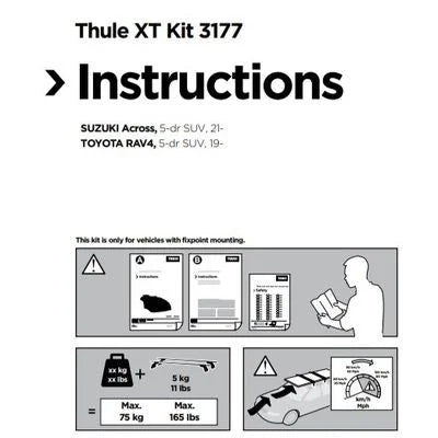 Thule XT Kit 3177 instructions for Suzuki Across and Toyota RAV4 vehicles.
