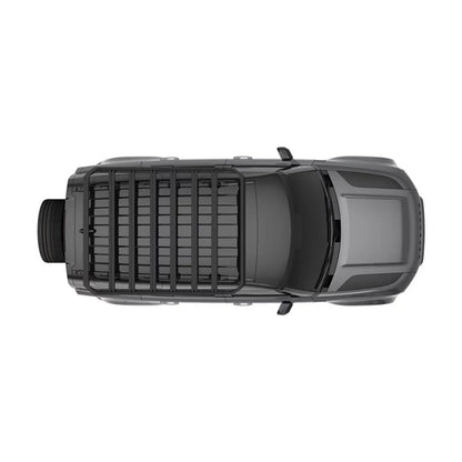 Top-down image showing the Caprock installed on a vehicle roof, showcasing mounting coverage.
