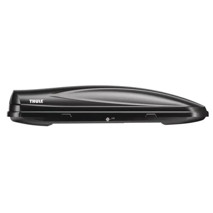 Side profile of the Thule Convoy XT Alpine cargo box showing its aerodynamic, low-profile design.


