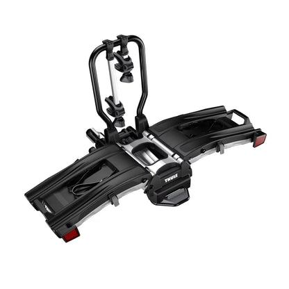 Thule Easyfold XT hitch rack unfolded with bike mounts upright


