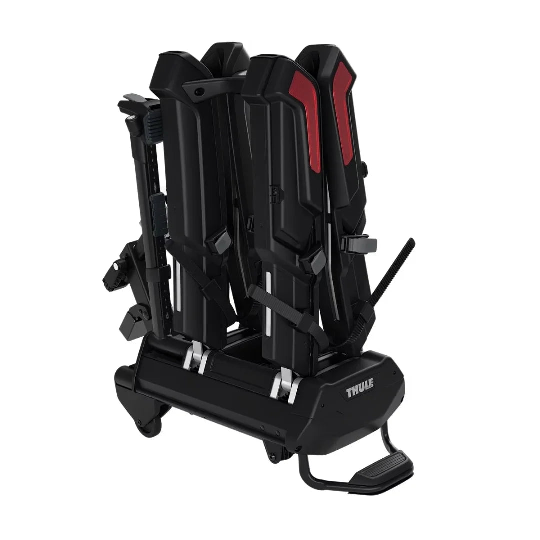 Thule Epos bike rack folded for compact storage