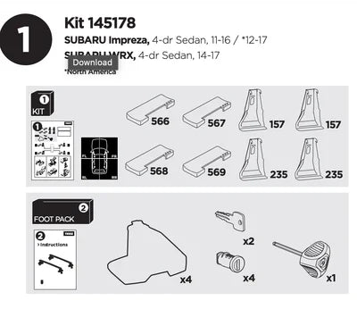 Thule Fit Kit 145178 - SUBARU Impreza | WRX chart