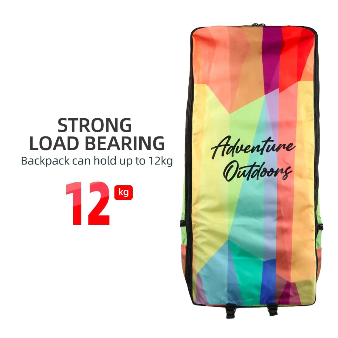 Graphic highlighting strong load bearing of AO XXL backpack supporting up to 12 kg.