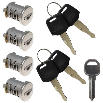 4 yakima lock cylinders with 2 matching keys and 1 master installation key