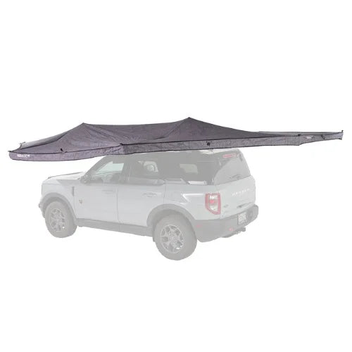 Yakima OverNOut 270 LG and XL rooftop awning mounted on SUV, showcasing freestanding overlanding shade system from Adventure Outdoors in Canada.