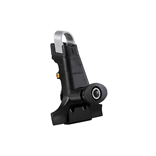Yakima 1A Raingutter tower front angle – classic roof rack clamp for round bar systems