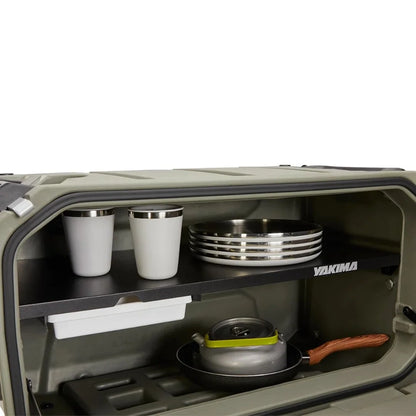 Yakima EXO OpenRange filled with muygs, plates and pans