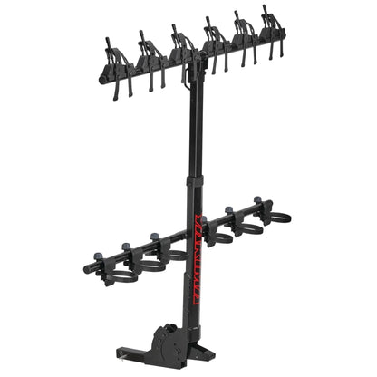 black yakima vertical hitch bike rack on white background