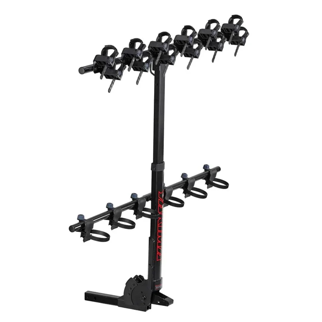 yakima hangtight 6 vertical hitch bike rack on a white background