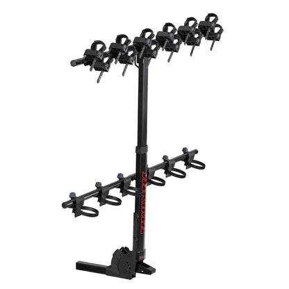 yakima hangtight 6 vertical hitch bike rack on a white background