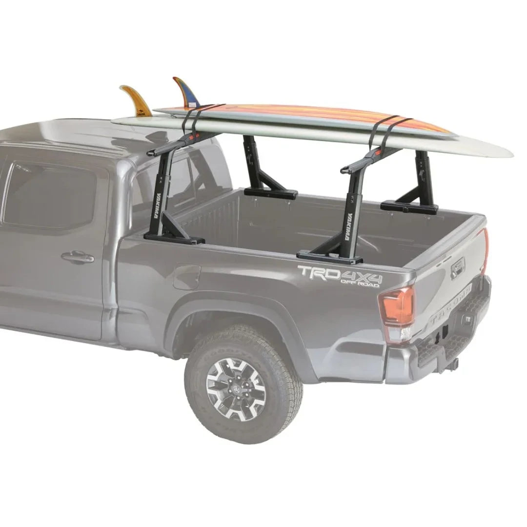 Yakima OverHaul HD Bed Rack holding 2 surfboards