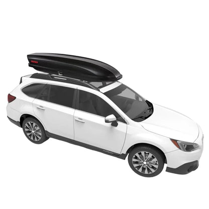 Yakima SkyBox 12 Carbonite on white car