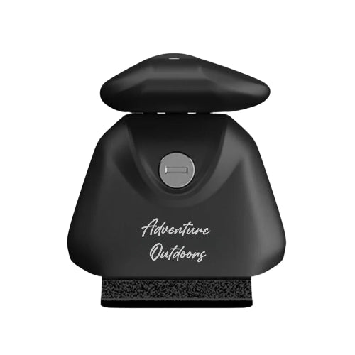 AetherBars AO flush rail roof rack locking foot with anti-theft lock and Adventure Outdoors branding, front view.