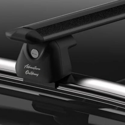 AetherBars AO roof racks installed on flush roof rails showing secure clamp fit and aerodynamic crossbar