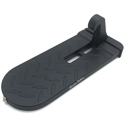 AO 2.0 black car door step with textured grip and foldable hook for vehicle access