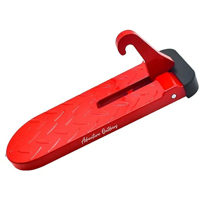 AO 2.0 red door step side view showing latch hook and angled footplate